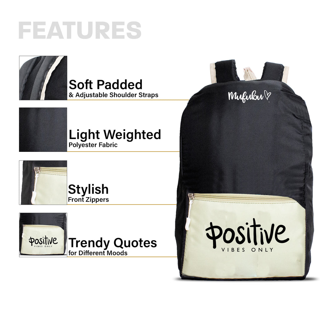 Nano Backpack 15 Ltr Positive Vibes Only Black + Pistachio