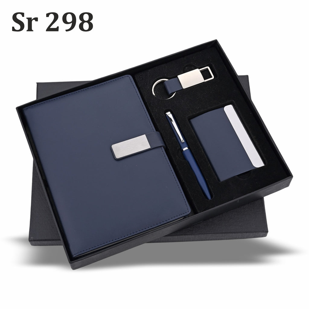AZURE BLUE DIARY 4 IN 1 SET DIARY,PEN KEYCHAIN& CARDHOLDER
