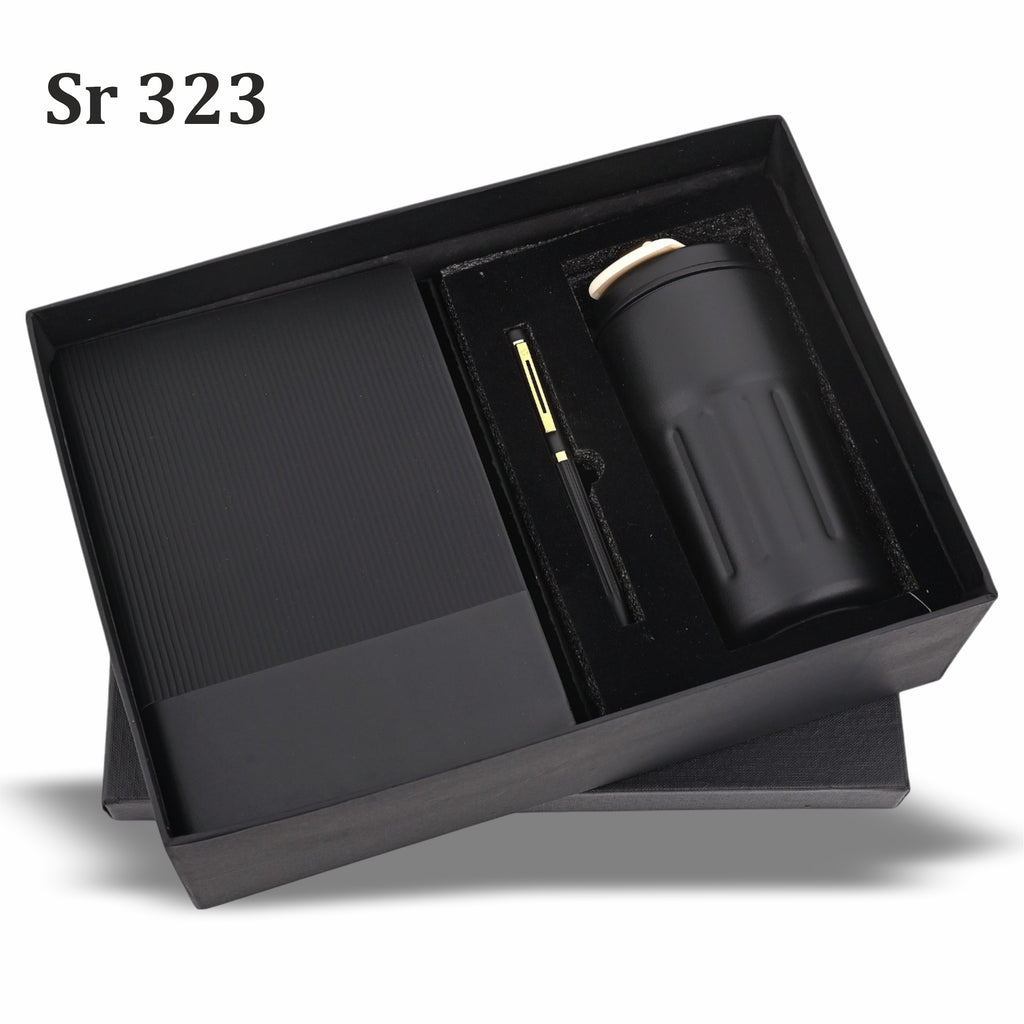 PREMIUM MUG 3 IN 1SET FLASK,PEN ,DIARY,SET- BLACK