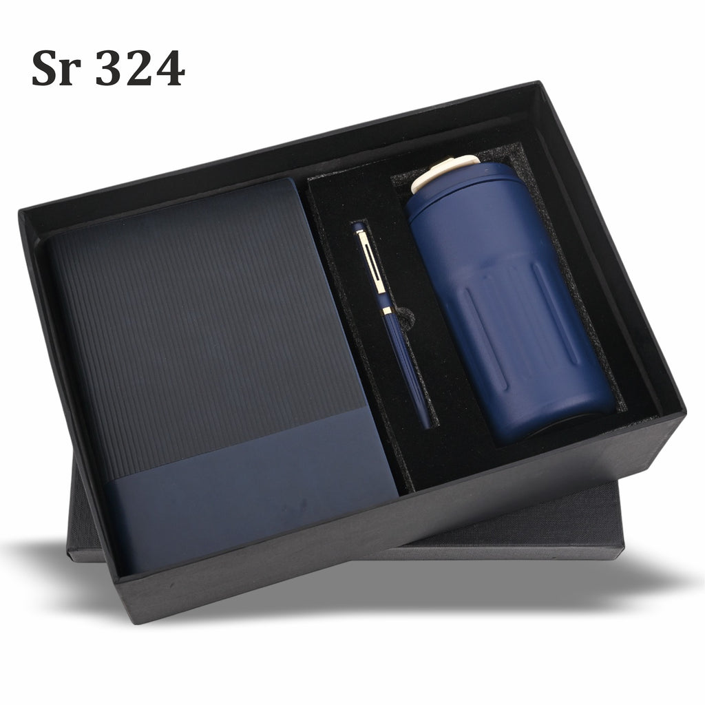 PREMIUM MUG 3 IN 1SET FLASK,PEN ,DIARY,SET- BLUE