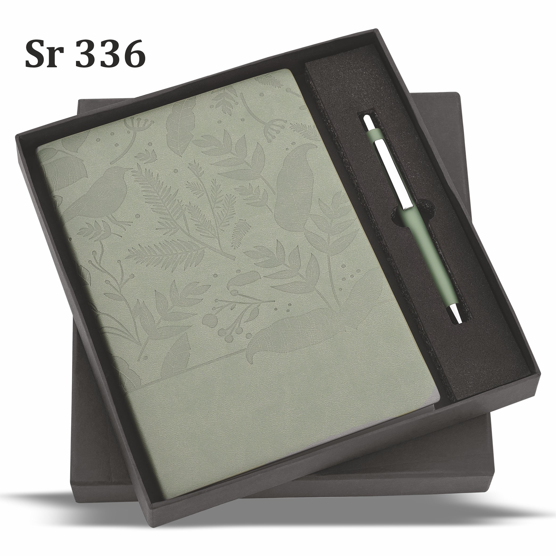 GREEN BOTANIQ METAL PEN & A5 DIARY
