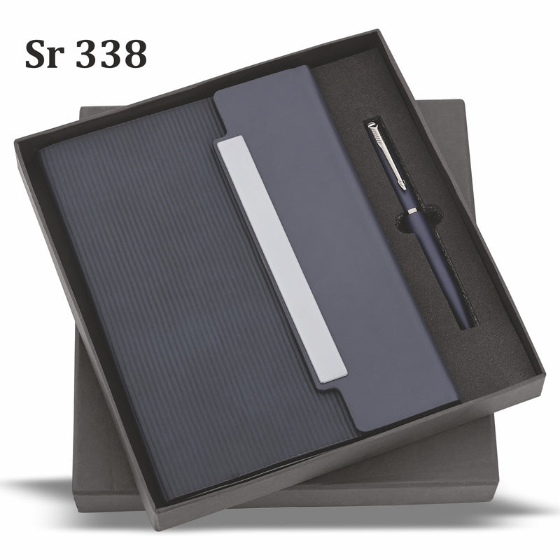 BLUE SLATE EDGEMETAL PEN & A5 DIARY