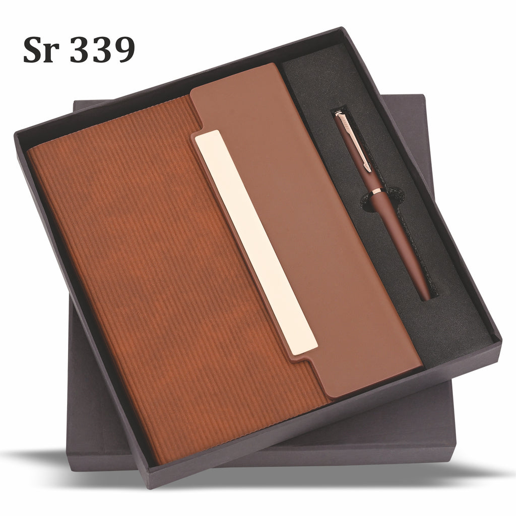 BROWN SLATE EDGEMETAL PEN & A5 DIARY