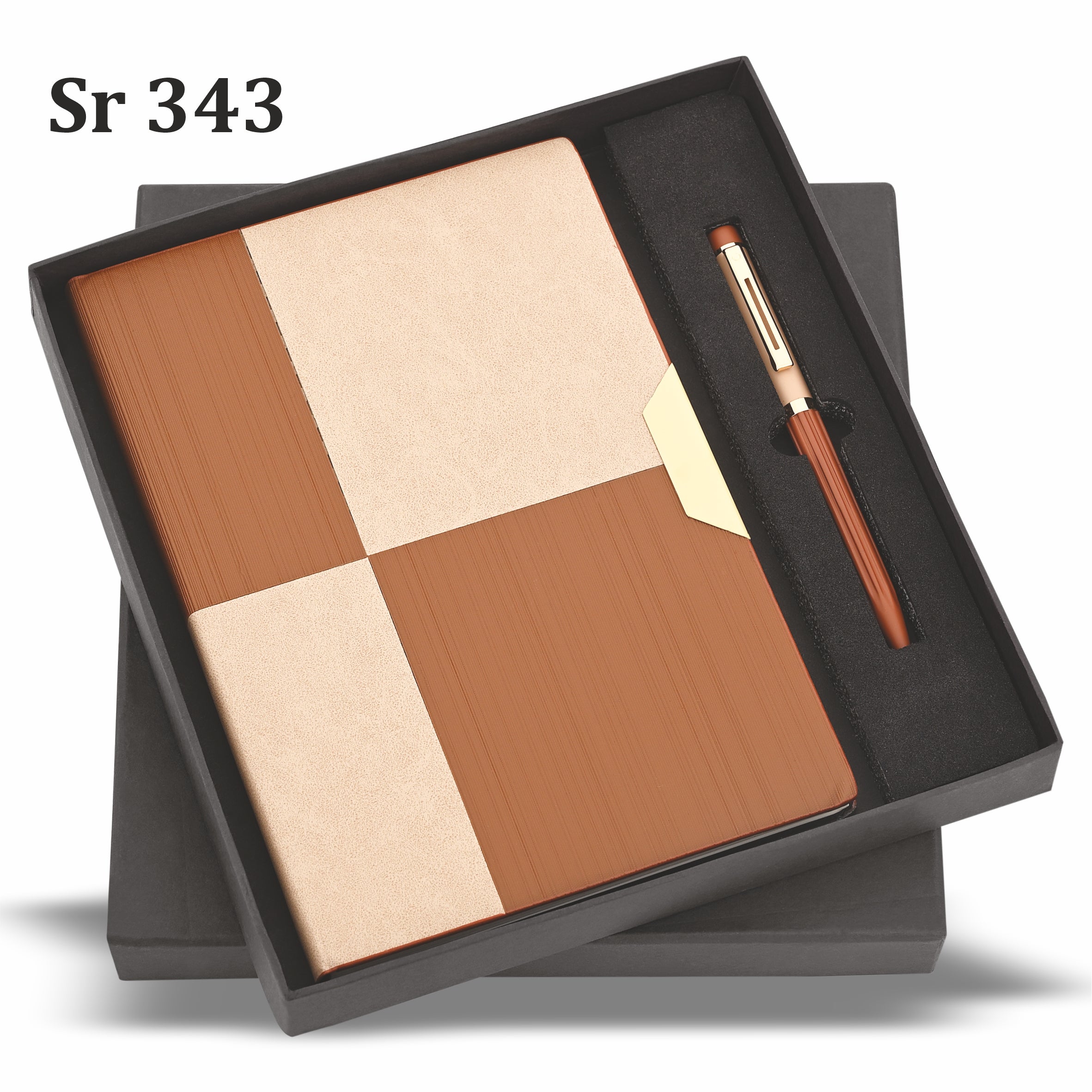 TAN BLOCKS METAL PEN & A5 DIARY