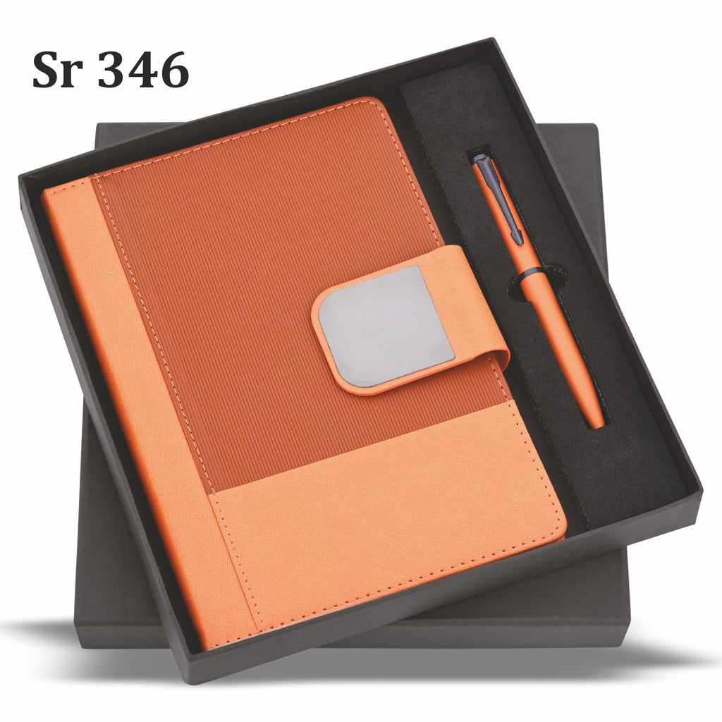 EVOKE SAFFRON METAL PEN & A5 DIARY