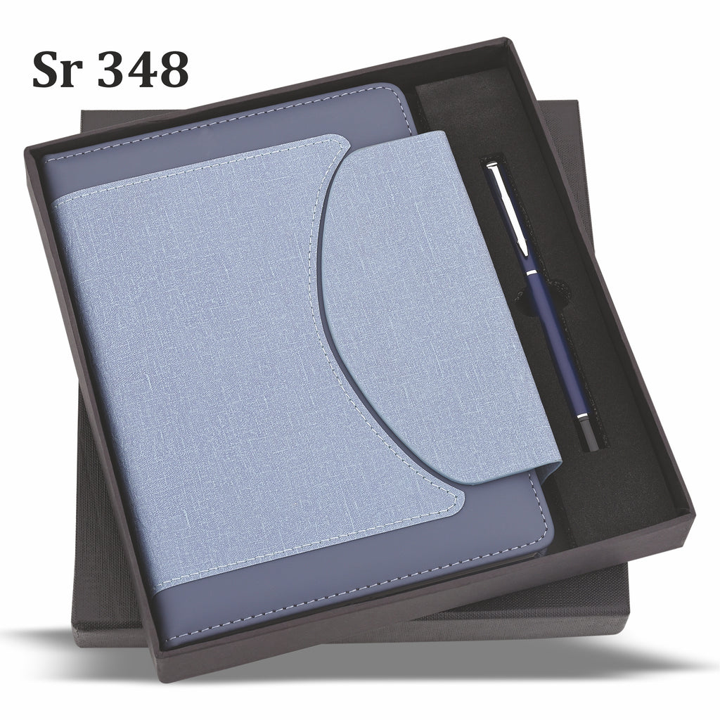 BLUE FROSTEDGE METAL PEN & A5 DIARY