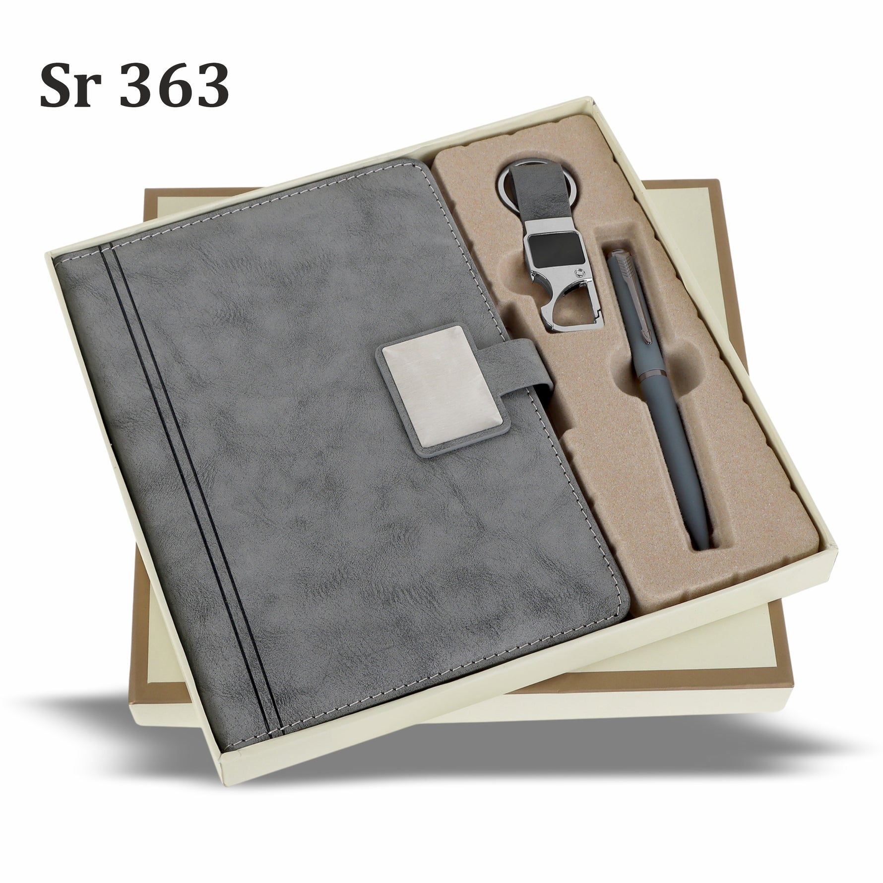 ELITE GREY  DIARY,PEN,KEYCHAIN