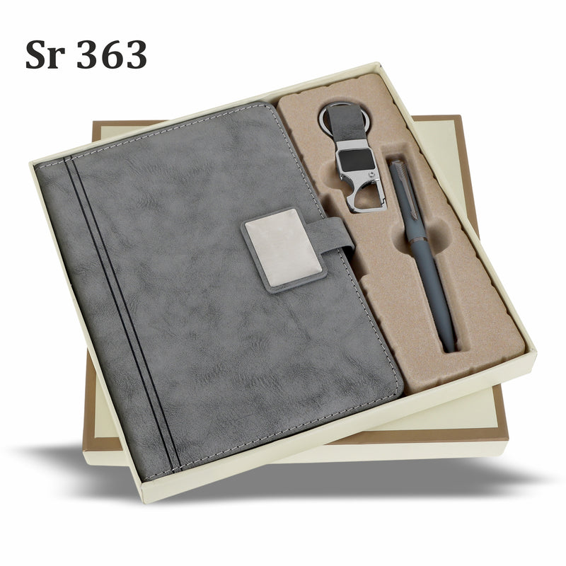 ELITE GREY  DIARY,PEN,KEYCHAIN