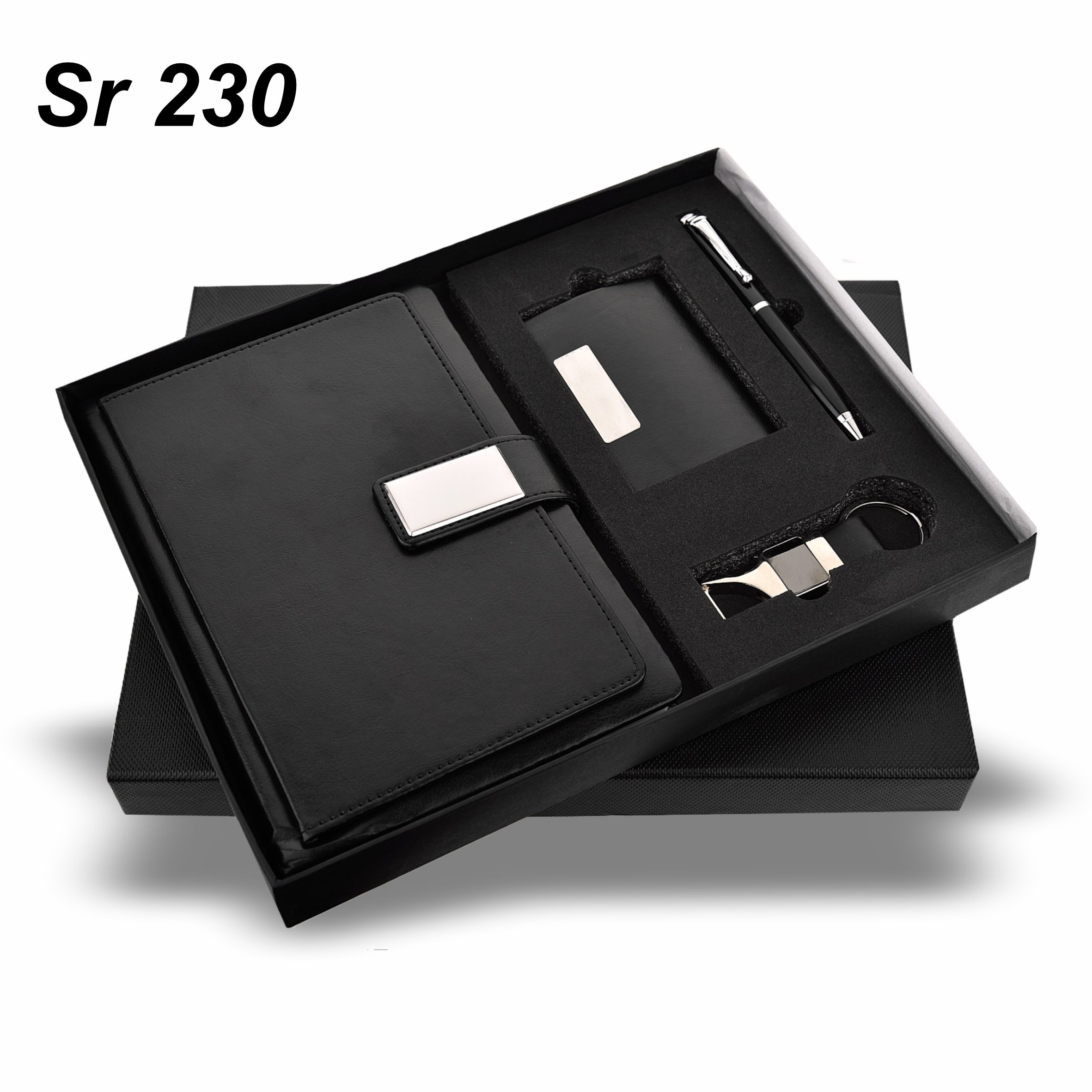 DIARY 4 IN 1 SET BALCK DIARY,PEN KEYCHAIN& CARDHOLDER