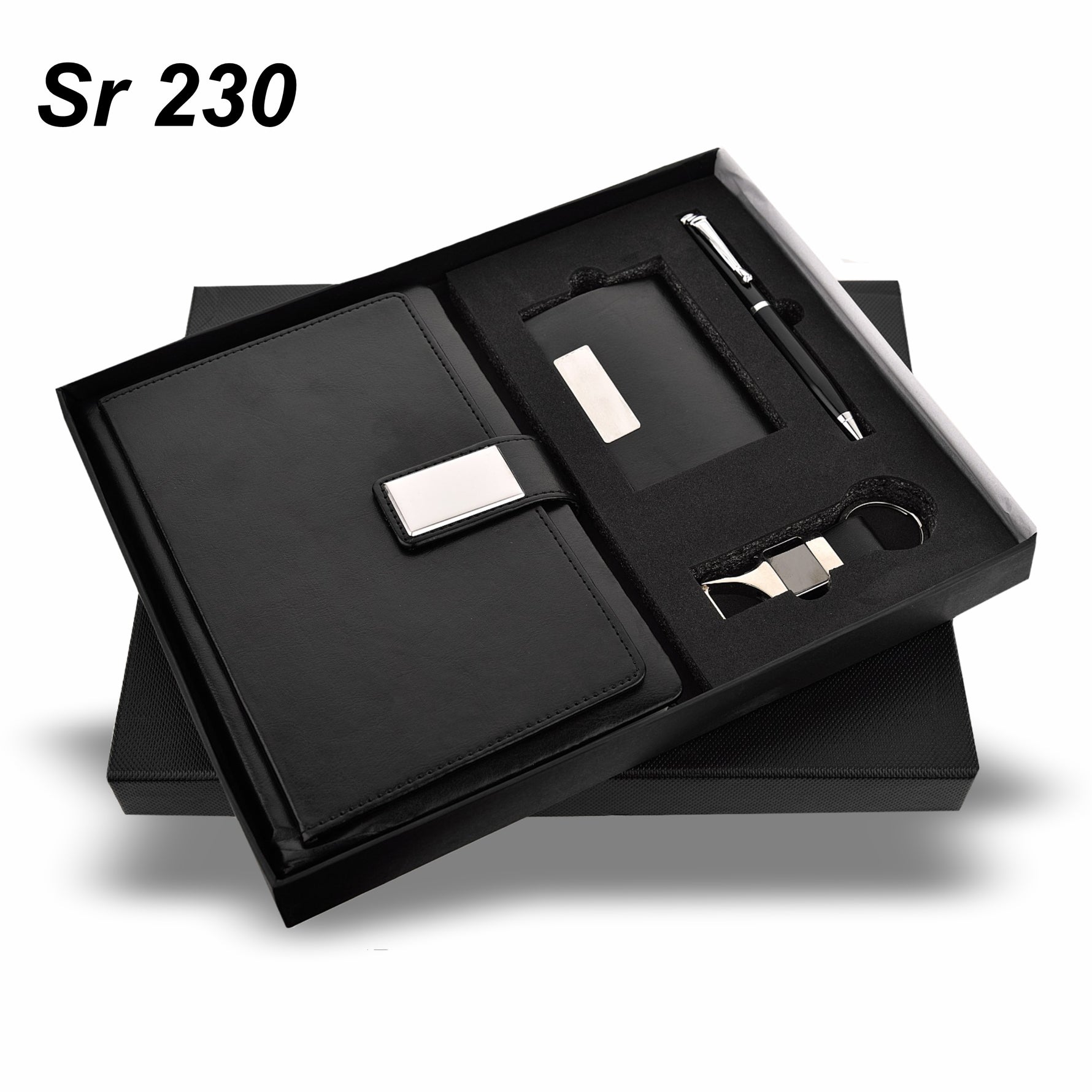 DIARY 4 IN 1 SET BALCK DIARY,PEN KEYCHAIN& CARDHOLDER