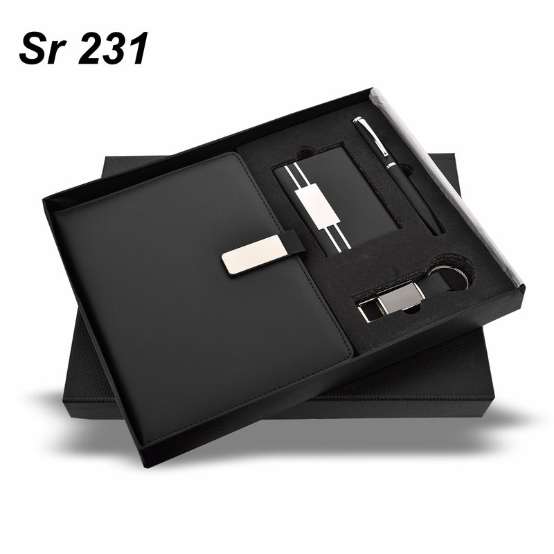 DIARY 4 IN 1 SET BLACK  DIARY,PEN KEYCHAIN& CARDHOLDER
