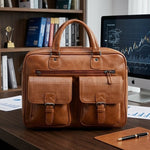 Tan Textured Dual-Pocket Briefcase,Classic Tan / Tan Brown