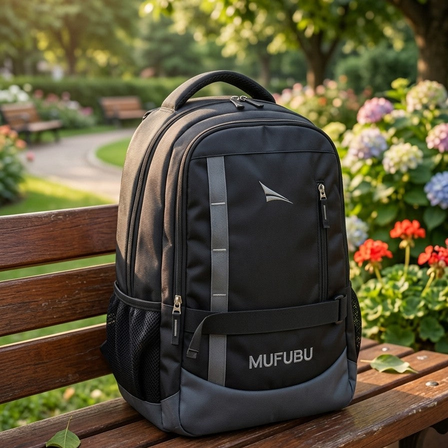Mufubu Cruiser Sport Everyday Backpack,Charcoal Black with Slate Grey trim