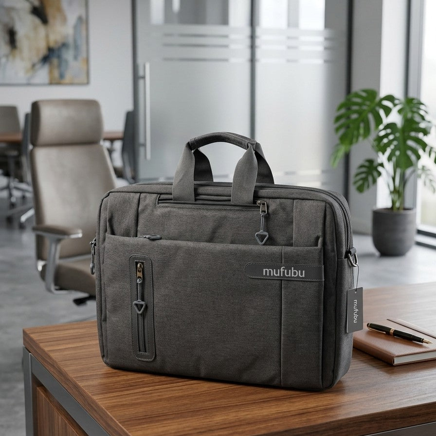 Grey Fabric Laptop Briefcase — Charcoal Branded Bulk Corporate