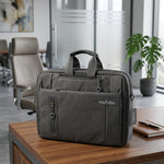 Grey Fabric Laptop Briefcase,Charcoal Grey / Matt Grey