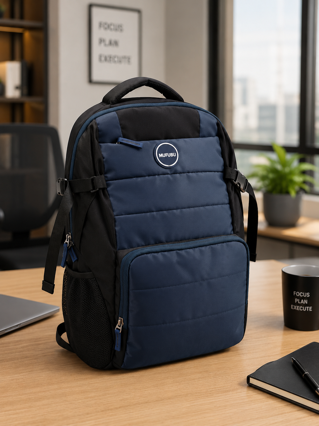 Urban Puffer Laptop Backpack,
Navy Blue & Black