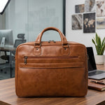 Tan Textured Dual-Pocket Briefcase,Classic Tan / Tan Brown