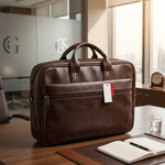 Multi-Pocket Deep Brown Executive laptop Bag,Deep Coffee Brown