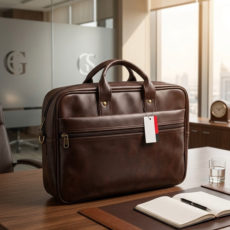 Multi-Pocket Deep Brown Executive laptop Bag,Deep Coffee Brown