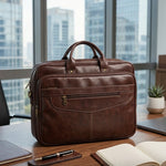 Multi-Pocket Deep Brown Executive laptop Bag,Deep Coffee Brown