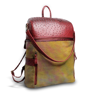 Textured Leatherette & Jute Backpack