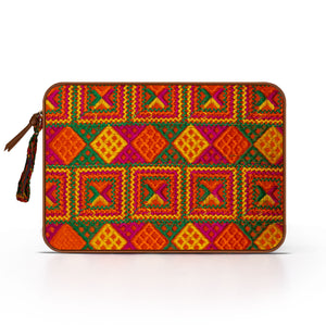 Phulkari Laptop Sleeve- Orange