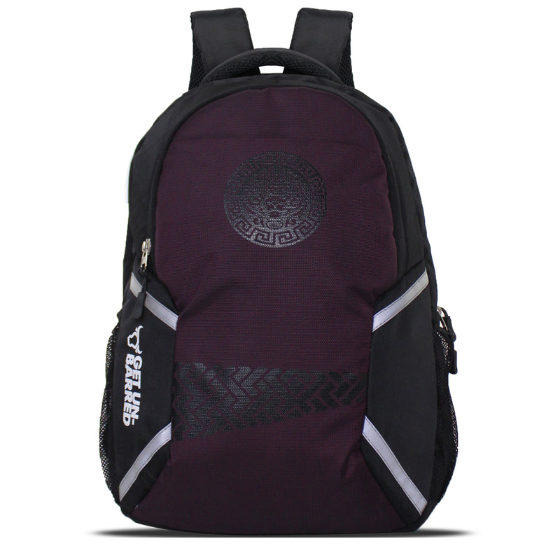 Get-Un-barred Wave Laptop Backpack (Black+Cherry Red)