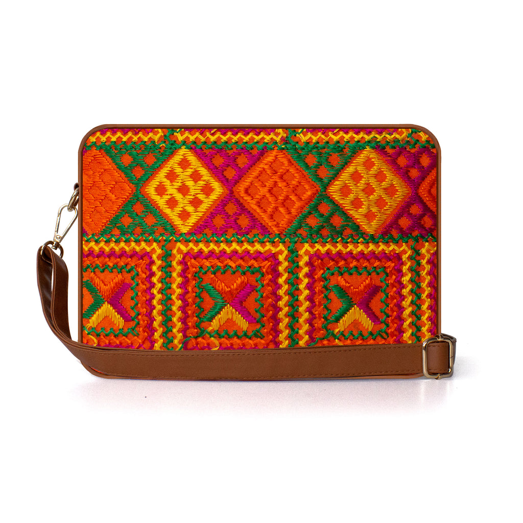 Phulkari Sling Bag- Orange