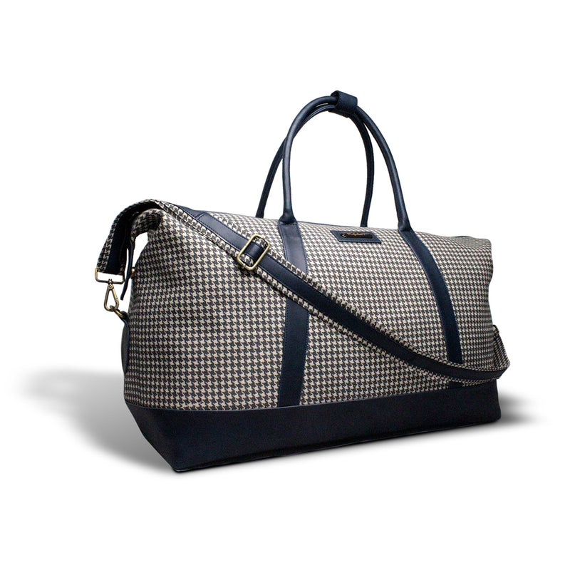 Blue & Checked Knit Print Carry On Duffle Bag