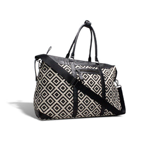 Geometric Rhombus Print Black & White Carryon Weekender  Bag