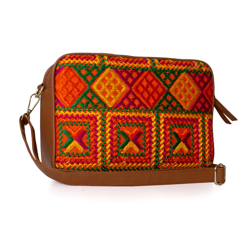 Phulkari Sling Bag- Orange