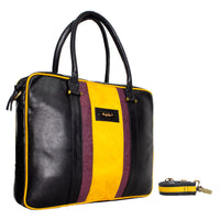 Aristo Laptop Bag - Black + Mustard