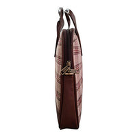 Vegan and Tweed Laptop Messenger Bag - Beige Retro Checks
