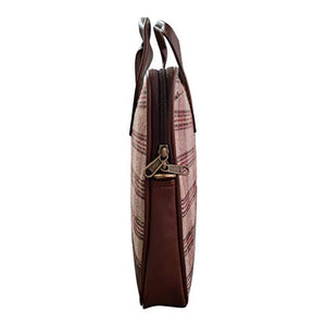 Vegan and Tweed Laptop Messenger Bag - Beige Retro Checks