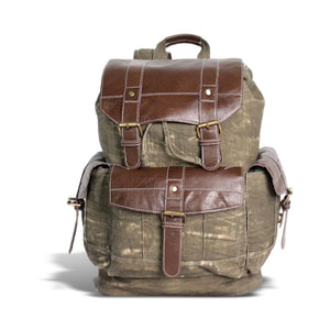 Classic Brown Canvas Backpack with Side Pockets
