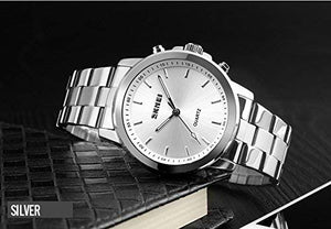 SKMEI Analog White Dial Men's Watch - 1324 Silver