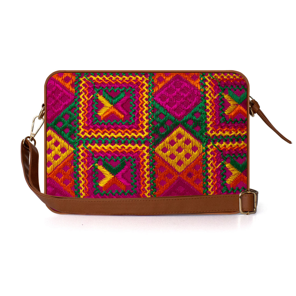 Phulkari Sling Bag- Pink