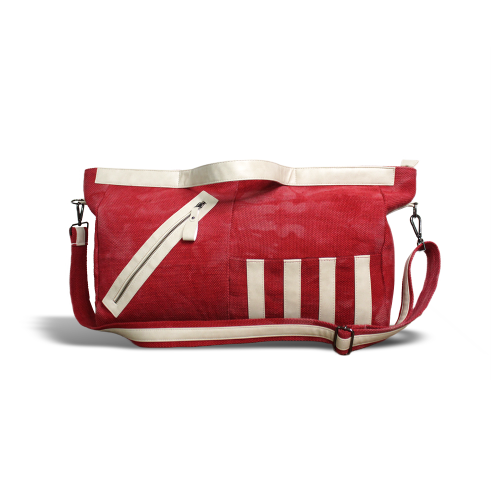 Red & White Canvas Weekender Bag