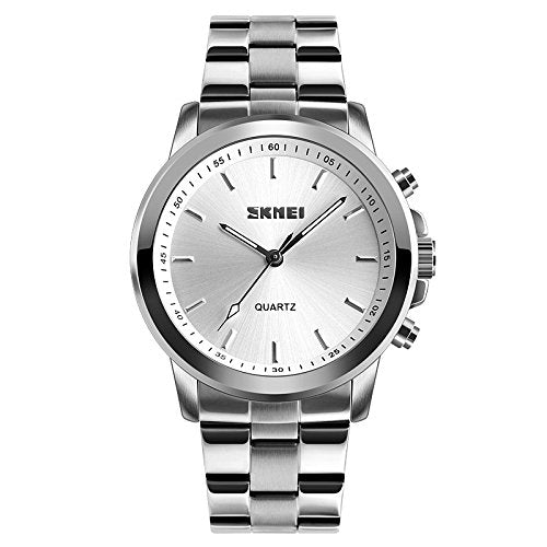 SKMEI Analog White Dial Men's Watch - 1324 Silver