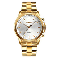 SKMEI Stainless Steel 30m Waterproof Analog Gold Smartwatch