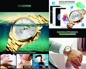 SKMEI Stainless Steel 30m Waterproof Analog Rose Gold Smartwatch