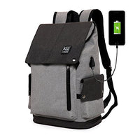 Stylish USB Laptop Backpack Bag Color Black and Grey- Easily and Conveniently Charge Your Phone, Tablet and Other Devices Without Opening Up The Backpack