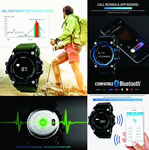 Skmei GS10334 Bluetooth Digital Black Dial Smart Watch (Khaki)