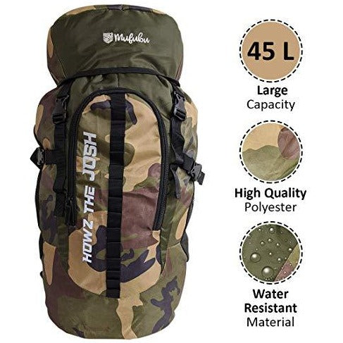 Camouflage 45 Ltr  Army Green Rucksack Bag