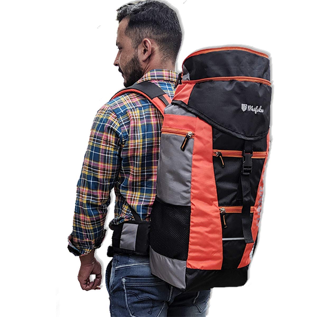 Climber 45+5 Ltr Rucksack with Rain Cover - Black/Orange
