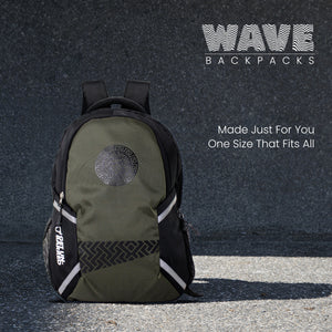 Get-Un-barred Wave Laptop Backpack (Black+Olive)