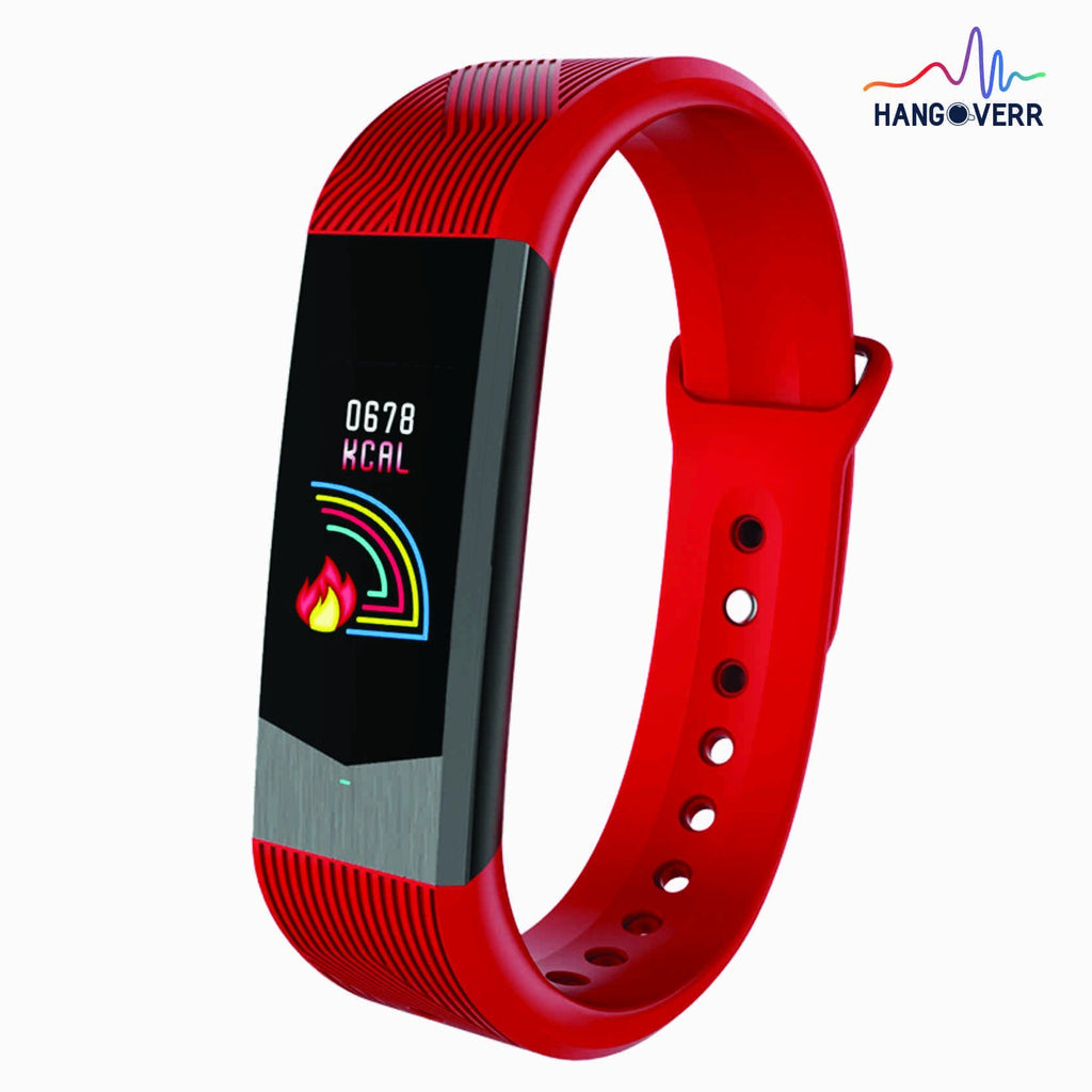 Hangoverr Power Beat Plus Water Resistant Smart Fitness Activity Tracker with Heart Rate and Multi Functions with App Notification (Red and Black)