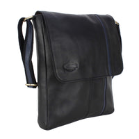 MUFUBU Presents Cosmo London 100% Genuine Leather Business Sling Bag with Adjustable Strap - Black Color