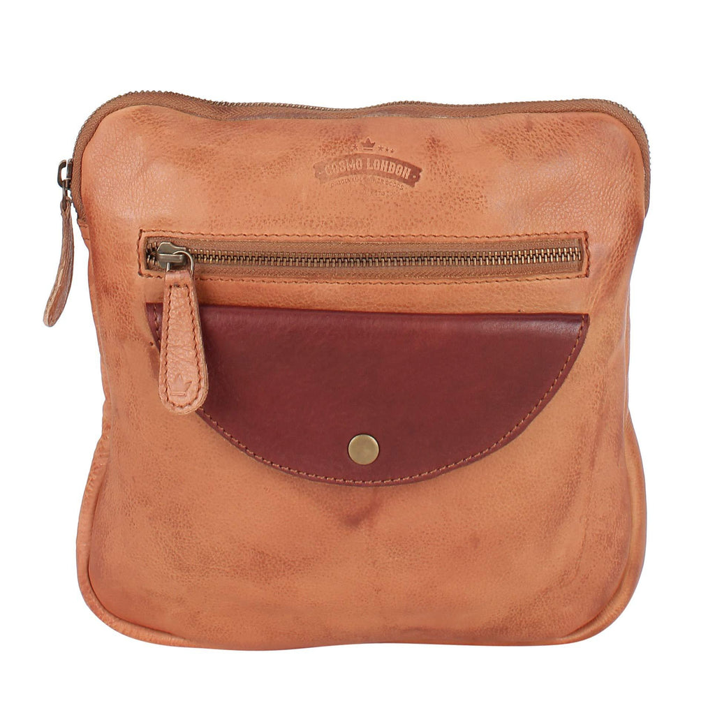MUFUBU Presents Cosmo London 100% Genuine Leather Stylish Casual Sling Bags - Tan Color