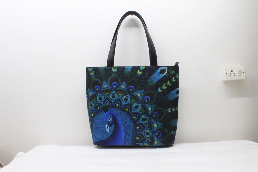 Peacock Printed Tote Bag